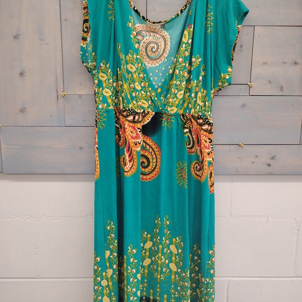 Teal Paisley Print Dress